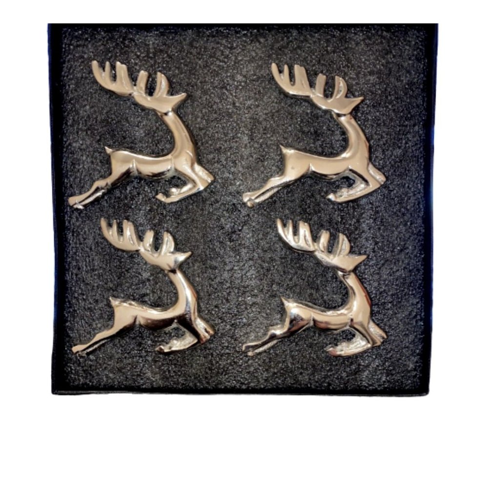 Reindeer Napkin Rings Silver Container Store Christmas Holiday